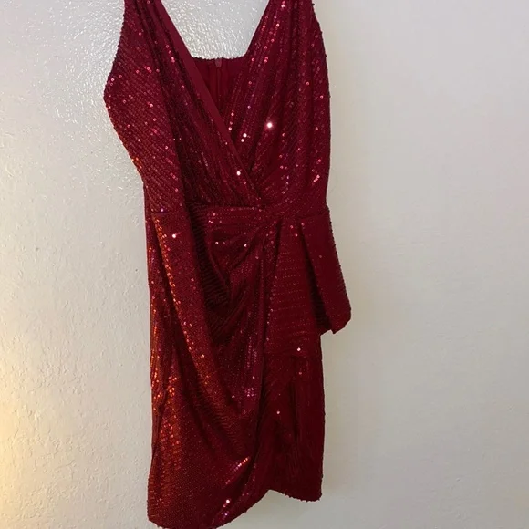 double crazy sequin dress Double Crazy Plunging Neck Wrap Sequin Dress